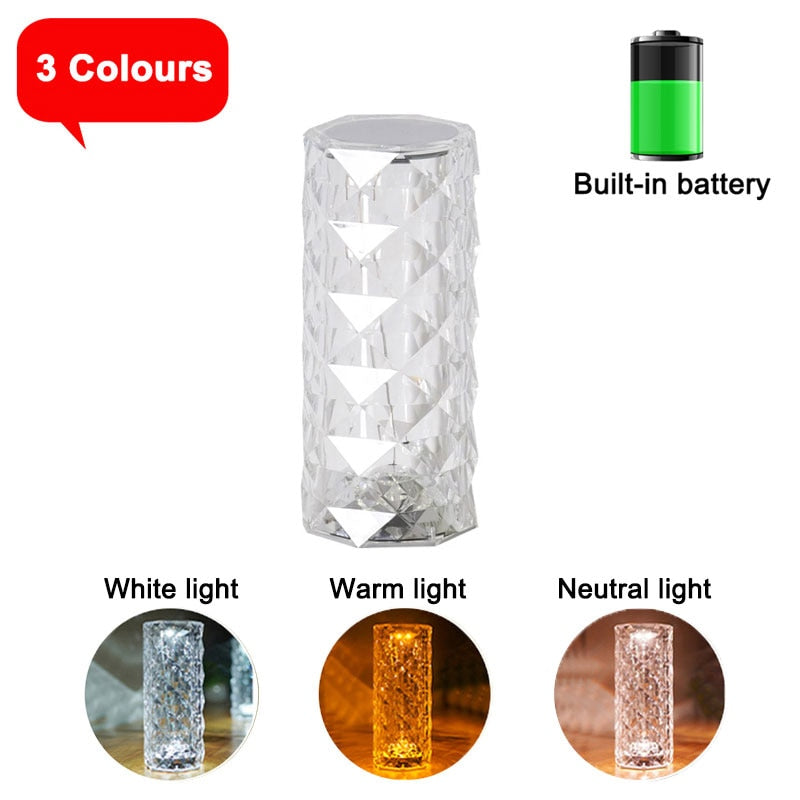 LED Rose Crystal Diamond Night Light