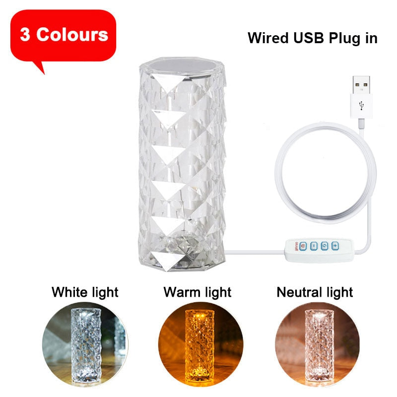 LED Rose Crystal Diamond Night Light