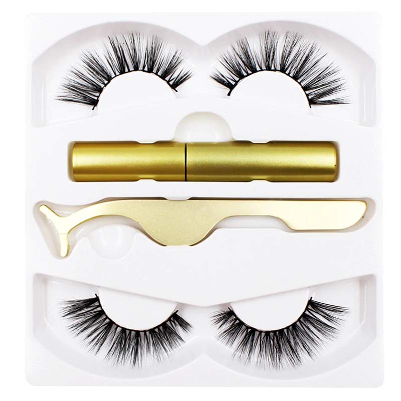 Magnetic Liquid Eyeliner & Magnetic False Eyelashes & Tweezers Set