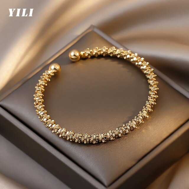 Gold Metal Open Adjustable Bracelet